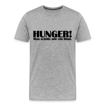 hunger - man schäle mir ein rind - Männer Premium Bio T-Shirt - Grau meliert - Vorne - Damien (186cm)