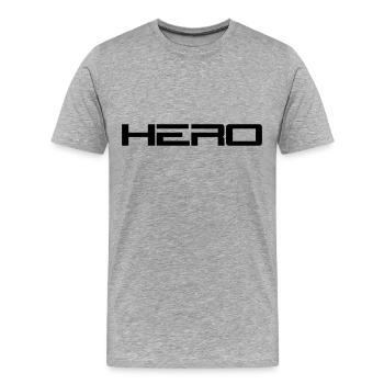 Hero Logo - T-shirt bio Premium Homme - gris chiné - Devant - Damien (186cm)
