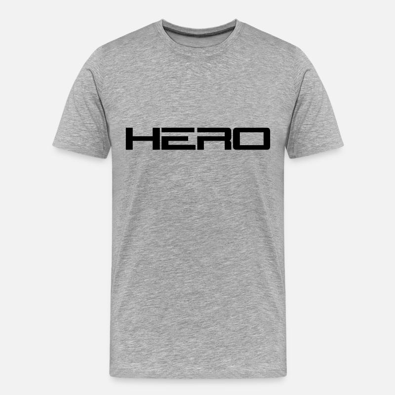 Hero Logo - Männer Premium Bio T-Shirt - Grau meliert