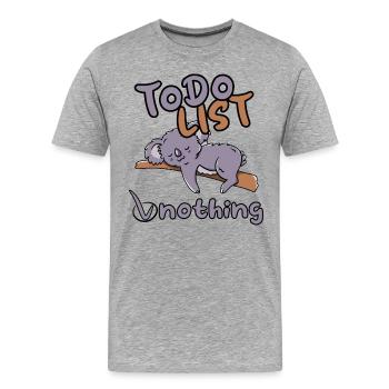 Lazy Koala To Do List Lazy Sloth - Men's Premium Organic T-Shirt - heather grey - Front - Damien (186cm)