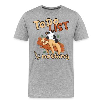lazy sloth To Do list do nothing Lazy - Men's Premium Organic T-Shirt - heather grey - Front - Damien (186cm)