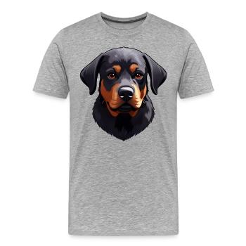 Adorable Rottweiler puppy - Men's Premium Organic T-Shirt - heather grey - Front - Damien (186cm)