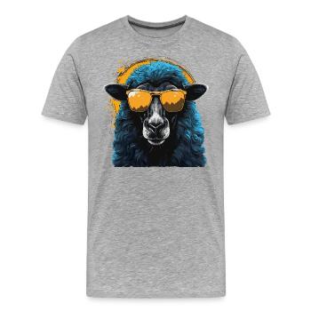 Cooles Schaf mit Sonnenbrille - Männer Premium Bio T-Shirt - Grau meliert - Vorne - Damien (186cm)