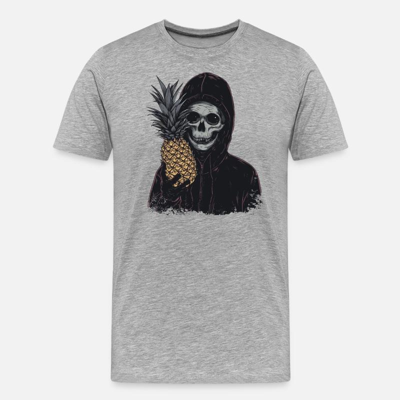 Ananas Horror Schädel - Männer Premium Bio T-Shirt - Grau meliert