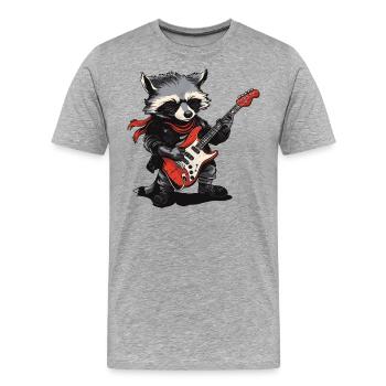 Waschbär Rockmusik - Männer Premium Bio T-Shirt - Grau meliert - Vorne - Damien (186cm)