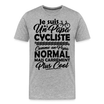 T-shirt Vélo / VTT - Papa Cycliste très Cool - T-shirt bio Premium Homme - gris chiné - Devant - Damien (186cm)