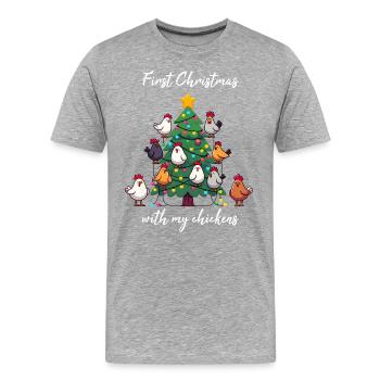 Weihnachten mit Hühner Hühnerbesitzer Hühnerstall - Männer Premium Bio T-Shirt - Grau meliert - Vorne - Damien (186cm)