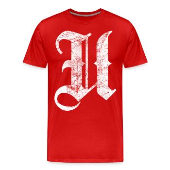 Tshirt alphabet initiale U - T-shirt bio Premium Homme - rouge - Devant - Damien (186cm)