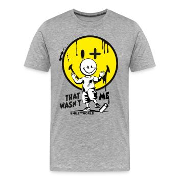 Comic street artist sprays yellow smiley - Men's Premium Organic T-Shirt - heather grey - Front - Damien (186cm)