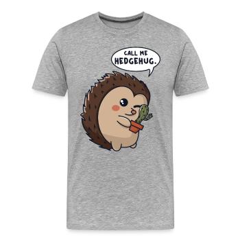 Hérisson câlins cactus - T-shirt bio Premium Homme - gris chiné - Devant - Damien (186cm)