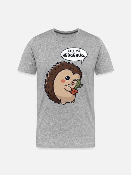 Hérisson câlins cactus - T-shirt bio Premium Homme - gris chiné