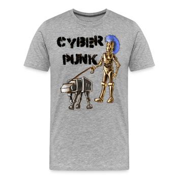 cyberpunk - T-shirt bio Premium Homme - gris chiné - Devant - Damien (186cm)