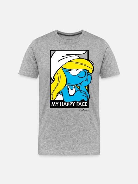 The Smurfs Funny Gift Smurfette My Happy Face - Men's Premium Organic T-Shirt - heather grey