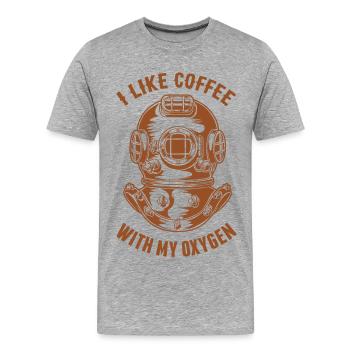 J’aime le café avec mon oxygène - Les plongeurs adorent le café - T-shirt bio Premium Homme - gris chiné - Devant - Damien (186cm)
