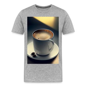 Café, grains de café - T-shirt bio Premium Homme - gris chiné - Devant - Damien (186cm)