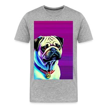 Mops Hund - Männer Premium Bio T-Shirt - Grau meliert - Vorne - Damien (186cm)