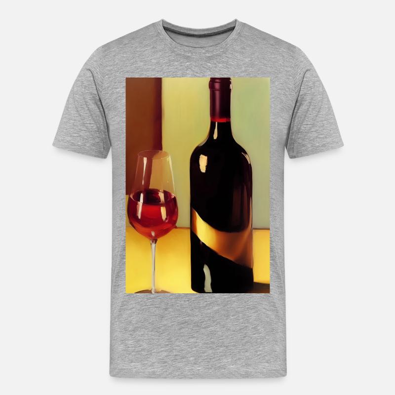 Wein Trinker - Männer Premium Bio T-Shirt - Grau meliert