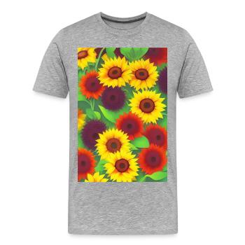 Sunflowers - Men's Premium Organic T-Shirt - heather grey - Front - Damien (186cm)