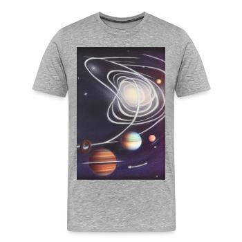 Weltall und Planeten - Männer Premium Bio T-Shirt - Grau meliert - Vorne - Damien (186cm)
