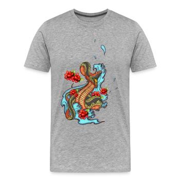 Colorful angry snake with flowers - Men's Premium Organic T-Shirt - heather grey - Front - Damien (186cm)