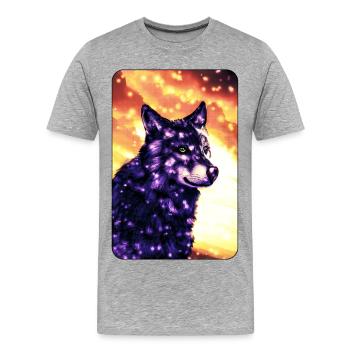 Lila Wolf - Männer Premium Bio T-Shirt - Grau meliert - Vorne - Damien (186cm)