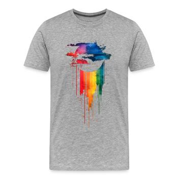 Subtil et cool Dripping Pride drapeau arc en ciel Design - T-shirt bio Premium Homme - gris chiné - Devant - Damien (186cm)