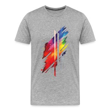 Subtil et cool Dripping Pride drapeau arc en ciel Design - T-shirt bio Premium Homme - gris chiné - Devant - Damien (186cm)
