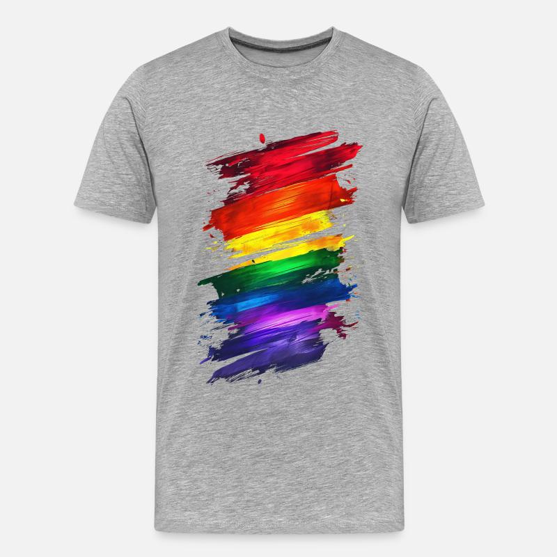 Abstraktes Rainbow Pride Design - Lebendige Kunst - Männer Premium Bio T-Shirt - Grau meliert