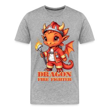 Brigade de pompiers dragons - T-shirt bio Premium Homme - gris chiné - Devant - Damien (186cm)
