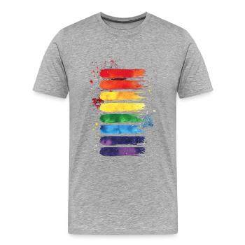 subtil et cool dégoulinant drapeau de la fierté design arc-en-ciel - T-shirt bio Premium Homme - gris chiné - Devant - Damien (186cm)