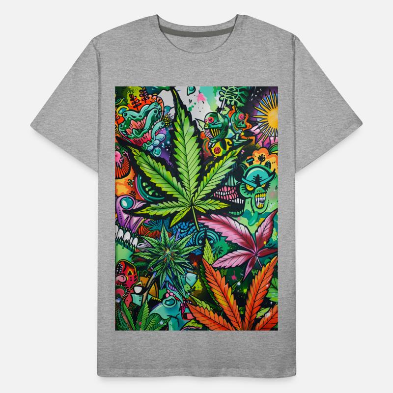 Psychedelic Leaf World T-shirt bio Premium Homme