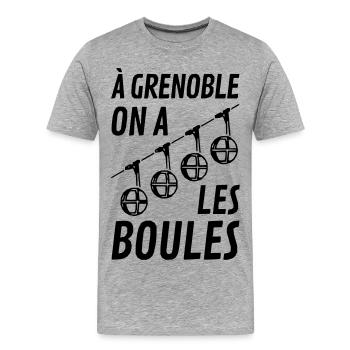 grenoble boules téléphérique grenoble. Narvalo - T-shirt bio Premium Homme - gris chiné - Devant - Damien (186cm)