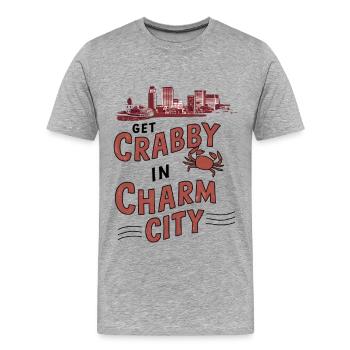 Get Crabby in Charm City - Männer Premium Bio T-Shirt - Grau meliert - Vorne - Damien (186cm)