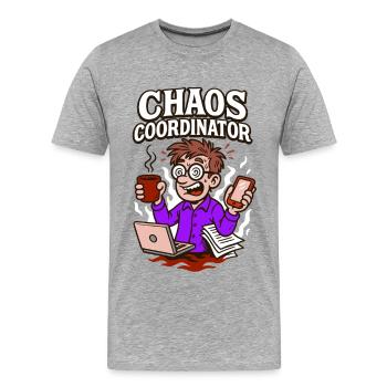 Chaos im Griff – irgendwie. - Männer Premium Bio T-Shirt - Grau meliert - Vorne - Damien (186cm)