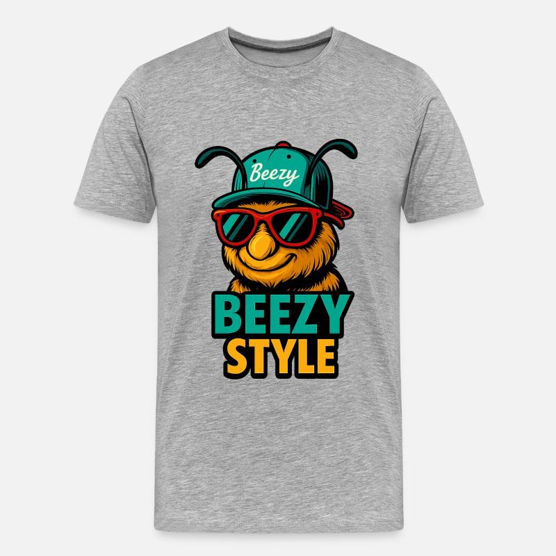 Beezy Style Biene Cap - Männer Premium Bio T-Shirt - Grau meliert