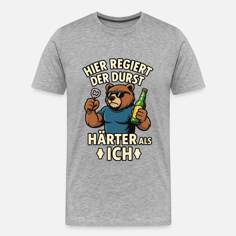 Durstbär - Härter als ich - Männer Premium Bio T-Shirt - Grau meliert