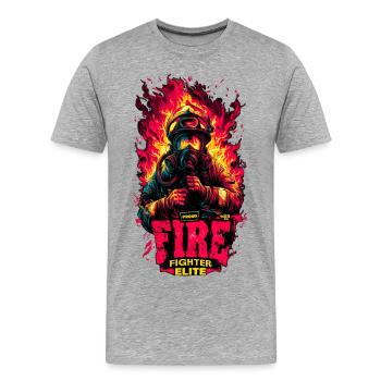 Pompier d’élite - T-shirt bio Premium Homme - gris chiné - Devant - Damien (186cm)