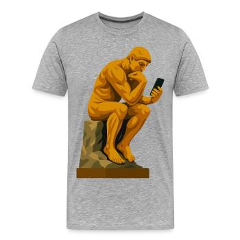 Le Penseur (connecté) - T-shirt bio Premium Homme - gris chiné - Devant - Damien (186cm)