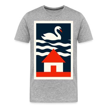 Maison au bord du lac - Art graphique - T-shirt bio Premium Homme - gris chiné - Devant - Damien (186cm)
