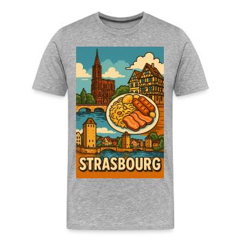 Genuss in Straßburg Sauerkraut - Männer Premium Bio T-Shirt - Grau meliert - Vorne - Damien (186cm)