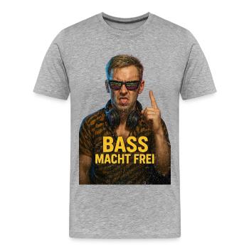 Bass makes you free Rave Festival motif for EDM fans - Men's Premium Organic T-Shirt - heather grey - Front - Damien (186cm)