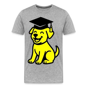 Bachelor Dog / Diploma Dog - Men's Premium Organic T-Shirt - heather grey - Front - Damien (186cm)