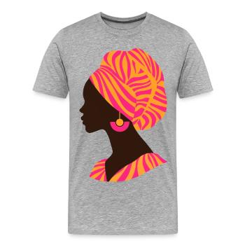 Afrique Femme africaine Design traditionnel - T-shirt bio Premium Homme - gris chiné - Devant - Damien (186cm)