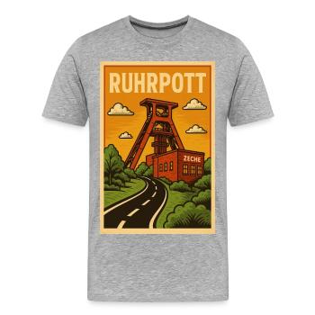 Ruhrpott - Männer Premium Bio T-Shirt - Grau meliert - Vorne - Damien (186cm)
