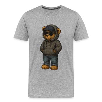 Sweat à capuche urbain Bear - T-shirt bio Premium Homme - gris chiné - Devant - Damien (186cm)