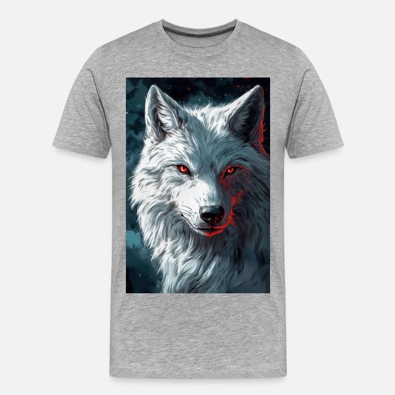 Illustration eines Wolfes - Männer Premium Bio T-Shirt - Grau meliert