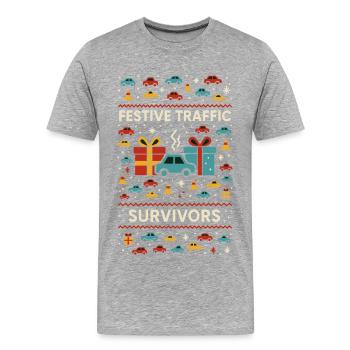 Survivants de la circulation festive – Chemise de Noël drôle - T-shirt bio Premium Homme - gris chiné - Devant - Damien (186cm)