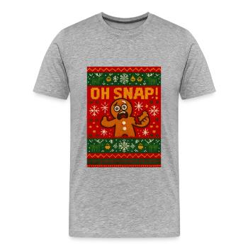 Oh Snap Gingerbread Christmas - Men's Premium Organic T-Shirt - heather grey - Front - Damien (186cm)