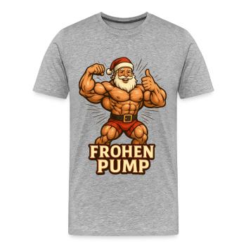 Gym Workout Frohen Pump - Männer Premium Bio T-Shirt - Grau meliert - Vorne - Damien (186cm)