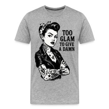 Rockabella Pin-Up: Outlaw Tattoo Girl & Leather Jacket - Men's Premium Organic T-Shirt - heather grey - Front - Damien (186cm)
